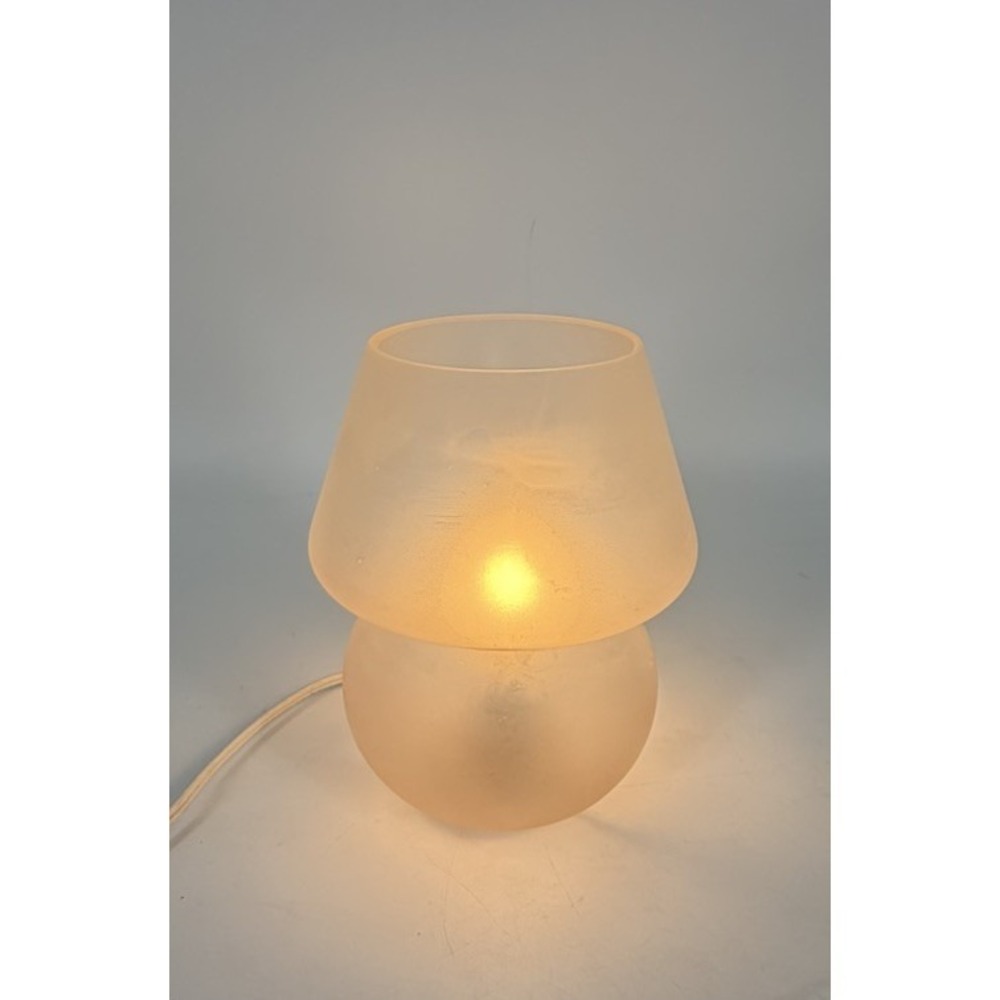 Frosted Glass Mushroom Table Lamp Bedside Night Light Minimalist White